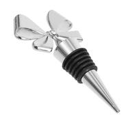 GALPADA Reusable Bowknot Wine Bottle Stopper with Leakproof Silicone and Zinc Alloy Material, Universal Fit Decorative Wine Saver for Home and Table Decoration in Silver