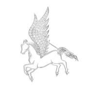 GALPADA Rhinestone Horse Brooch Pin Elegant Zodiac Animal Lapel Pin for Women Men Vintage Hollow Out Winged Design Holiday Jewelry Accessory for Chinese Year and Formal Events