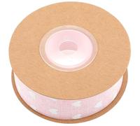 GALPADA Ribbon Sturdy Imitation Linen Ribbon 1 Roll for Valentine's Day Heart Pattern Without Fraying Ends Wedding Party Decoration for Bow Making and Decorative Crafts