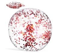 GALPADA Rose Gold Sequin Giant Inflatable Beach Ball with Pump PVC Material Shaking Glitter Confetti Design Fun Pool and Outdoor for Family