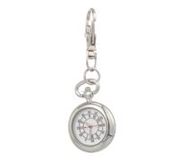 GALPADA Round Keychain Pocket Watch with Keyring Easy Read Big Numbers Lightweight Hanging Ornament for Students Exams Silver