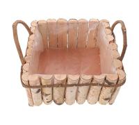 GALPADA Rustic Barrel Wooden Flower Planter with Plastic Liner and Metal Ring Handles, Premium Birch Wood Outdoor Pot for Plants and Vegetables, Easy to Clean Vintage Garden Decor