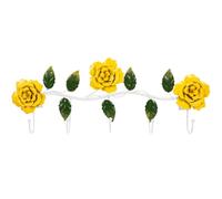 GALPADA Rustic Yellow Rose Metal Wall Hook Rack, Vintage Flower Shape Coat and Towel Hanger for Bathroom, Entryway, and Closet Door Organization