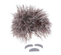 GALPADA Scientist Costume Wig Set with Realistic Brown Braids Soft Lightweight K Silk and P Silk Material Includes Fake Mustache and Eyebrows for Adults for Science-themed Parties and