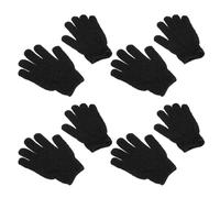 GALPADA Scrub Gloves for Deep Dead Skin Removal and Back Massage Exfoliating 4 Pairs Black Bath Gloves with Five Fingers Polyester Material Fits Hand Well for Daily Life