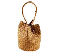 GALPADA Seagrass Woven Tote Bag with Practical and Versatile Design, Unique Brown Handbag for Beach and Picnic Use, Handmade Candy Storage Pouch with Eye-catching Style