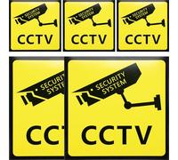 GALPADA Security Camera Sign with High-definition Yellow Colours, Easy to Apply 5pcs Adhesive Sticker Warning Sign to Enhance Cctv Surveillance and Safety Outdoor for Property Walls