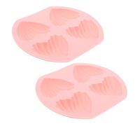 GALPADA Silicone Cake Moulds Nonstick Baking Pan 2 Pcs with 4 Cavities Heart-Shaped Easy Clean Golden Cupcake Bakeware for Home Baking