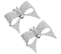 GALPADA Silver Bowknot Shoe Charms Detachable Bow Knot Decoration Clips for Women Footwear Elegant Reusable Shoe Ornaments for Flats Heels Sandals DIY Craft Accessories