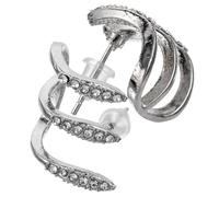 GALPADA Silver Claw Earrings Zinc Alloy 1 Pair for Women and Teen Small Studs with Three-layer Curved Design, Lightweight and Fashionable for Weddings and Parties