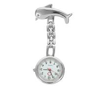 GALPADA Silver Dolphin Brooch Hanging Pocket Watch for Nurses, Accurate Time Keeping with Alloy and Metal Material, Fashion Steampunk Style Suitable for Medical and Professional Use
