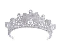 GALPADA Silver Rhinestone Bridal Tiara with Chic Bow Wedding Crown for Brides Bridesmaids Classic Zinc Alloy Princess Headpiece Elegant Hair Accessory for Weddings and Special Occasions