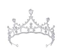 GALPADA Silver Rhinestone Wedding Tiara for Women, Flexible Alloy Crown with Crystal Glass, Adjustable Fit for Head Size, Elegant Bridal Hair Accessory for Wedding