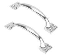 GALPADA Silver Stainless Steel Gate Handle 150mm Heavy Duty Curved Design with Comfortable Grip for Wooden Gates and Cabinet Doors, 2pcs Practical Retro Style Door Handles