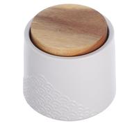 GALPADA Small Ceramic Pet Cremation Urn with Wooden Lid for Safe Preservation of Pet Ashes and Fur, Moderate Capacity Keepsake Jar Suitable for Home Or Garden Use