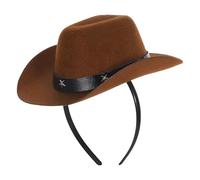 GALPADA Small Cowboy Hat Headband for Pets Comfortable Soft Non-woven Fabric Miniature Pet Cowboy Hat Fashionable and Stylish Western Party Accessory