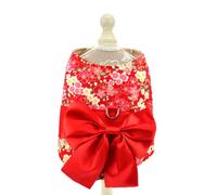 GALPADA Small Dog Vest and Adjustable in Red with Comfortable Cotton and Linen Material for Beautiful Pattern and Big Bowknot Design, for Walking and Stopping Dog Running the Road