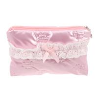 GALPADA Small Pink Makeup Bag with Bow Compact Cosmetic Organizer for Lipstick Skincare Scratch Resistant Lining Travel Toiletry Storage for Women