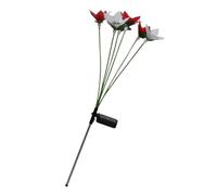 GALPADA Solar Powered Flower Stake Lamp Outdoor Garden Decor Weatherproof Lawn Light Easy Installation Compact Solar Light for Patio and Red and White Mixed Color