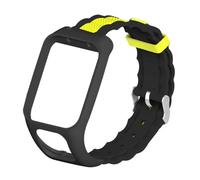 GALPADA Sport Watch Band Compatible with Tomtom Runner Silicone Replacement Strap Black and Yellow Comfortable Wrist Accessory for Runners