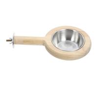GALPADA Stainless Steel Bird Bowl with Feeding Cup and Perch Stand for Parakeets Budgerigars Canary Cage Feeder Bird Food and Water Holder Cage Supply