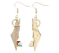 GALPADA Stainless Steel Chain Earrings Palestine Map Flag Dangle Lightweight Zinc Alloy Jewelry for Women Western Fashion Vacuum Plated