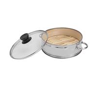 GALPADA Stainless Steel Food Steamer with Glass Lid Reusable Kitchen Steamer for Desserts and Meat Safe and Practical Cooking Accessory Space Saving Design