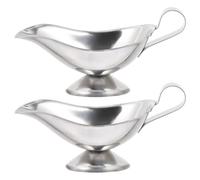 GALPADA Stainless Steel Gravy Boat Set of 2 with Drip-Free Spout 5.31In Large Sauce Dispenser Pitchers for Serving Salad Dressing and Fruit Juice Metal Gravy Jugs for Dinner Table