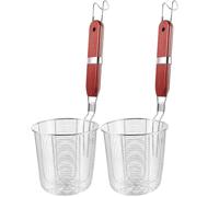 GALPADA Stainless Steel Mesh Spider Strainer Quick Draining with Wooden Handle 2pcs and Sturdy Noodle Skimmer for Cooking and Transferring Foods Kitchen Tool