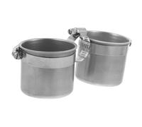 GALPADA Stainless Steel Parrot Standing Pole Feeder Accessory with Dual-cup Design Food Container for Pet Bird Cage Feeding Practical and Easy to Clean Height