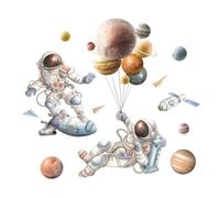 GALPADA Starry Wall Decoration DIY Space Sticker Cartoon Astronaut Wall Stickers Removable Easy to Paste and Remove PVC Material for Room