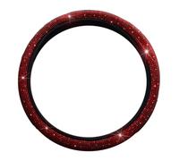 GALPADA Steering Wheel Cover Increase Friction Red Synthetic Material Easy to Remove Unique Crystal Design for Car Interiors Suitable for Most Models on The Market