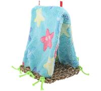 GALPADA Straw Woven Birds Tent Parrot Rest Nest Triangle Shape Comfortable Plush and Straw Material for Home Decoration and Birdcage Accessories Random Color Random Style