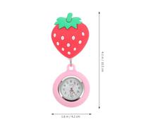 GALPADA Stretchable Nurse Pocket Watch with Clip, Cartoon Strawberry Design Soft Silicone Hanging Fob Watch for Doctors and Medical Staff