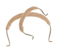 GALPADA Teapot Handles Replacement Sturdy Stainless Steel 2pcs Vintage Style with Beige Jute Rope, Firm Grip for Chinese and Pottery Tea Kettles for Home and Outdoor Tea Parties