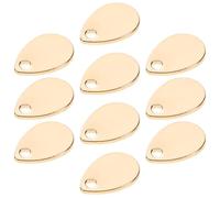 GALPADA Teardrop Tags Metal Blanks 10pcs Golden Brass with Polished Finish Stylish and Elegant with Hole for Crafting for Jewelry Making and Bracelet Charms