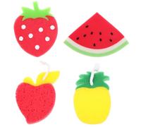 GALPADA Thick Cartoon Fruit Pattern Kitchen Dishwashing Sponge 4pcs Set, Strong Scrub Sponge Kitchen Cleaner for Dishes and Multi-Purpose Household Use