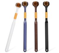 GALPADA Three Sided Toothbrush Adult with Soft Brush Bristles for Comprehensive Cleaning, Portable Toothbrush Set of 4 Pcs, Reusable Carbon Gold Brush Wire, for Travel and Home Oral Care