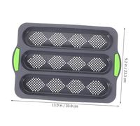 GALPADA Three-Slots Silicone Bread Loaf Pan with Handle Non-Stick Professional Baking Mold for French Bread Hot Dogs DIY Baking Oven Use Gray and Green