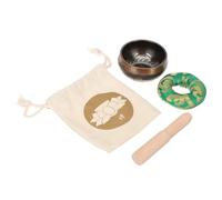 GALPADA Tibetan Singing Bowl with Stick for Yoga Meditation and Emotional Calming, Copper and Wood Material, Black Colour, for Travel and Vacation Relaxation