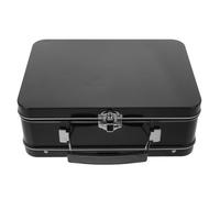 GALPADA Tinplate Lunch Box with Handle and Buckle Latch, 205x150x75mm Rectangular Portable Metal Storage Container, Leakproof Retro Tin Box for Snacks and Travel Use