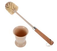 GALPADA Toilet Brush Set with Bamboo Handle and Soft Dense Bristles, Long Handled Cleaning Brush with Holder for Household Bathrooms and Hotels