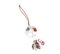 GALPADA Tree of Life Pendant 7 Chakra Synthetic Stones, Fashion Creative Design, Stress Relieving Hanging Decoration for Home and Keychain Use