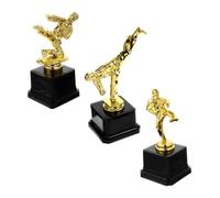 GALPADA Trophy Cups Retain Value Sports Party Decorations for 3pcs Mini Gold Plastic Featuring Dynamic Side Kick, High Leg Raise Bent Kick Shapes, Easy to Clean Martial Arts
