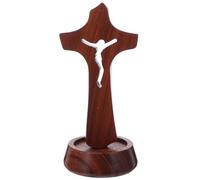 GALPADA Unfinished Wooden Cross Table Decor Sturdy Rustic Wood Religious Centerpiece for DIY Craft Projects Easter Baptism Church Display Compact Space Saving Prayer Ornament