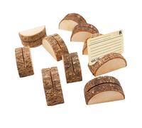 GALPADA Unique Design Wooden Stake Clamps 10 Pack Id Holders for Wedding Party Business Card Holders Office Restaurant Semicircle Bark Shape Natural Wood