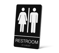 GALPADA Unisex Braille Restroom Sign Self Adhesive Gender Neutral Toilet Marker Acrylic Design Easy Installation Highly Visible for All Users