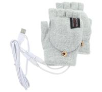 GALPADA USB Powered Heated Knit Gloves with Finger Cover Half Fingerless and Full Finger Convertible Warmers for Office Gaming Outdoor Sports Skiing Cycling Running Men Women Winter Hand
