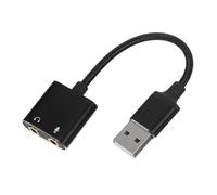 GALPADA USB to Audio Jack Mic Audio Socket Adapter External Sound Card Two-in-one Design Plug and Play Aluminium Alloy with Pvc for Smartphone