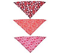 GALPADA Valentine's Day Dog Bandana Bib Neckerchief 3pcs Polyester Fabric PET Scarf Keeps Neck Clean After Eating for Dogs Traditional Hearts Design Party Decoration Random Style